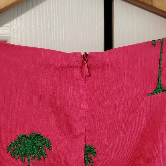 Address Maggy Pink & Green Sleeveless Linen Blend Dress Size 14 Palm Trees - Picture 5 of 9